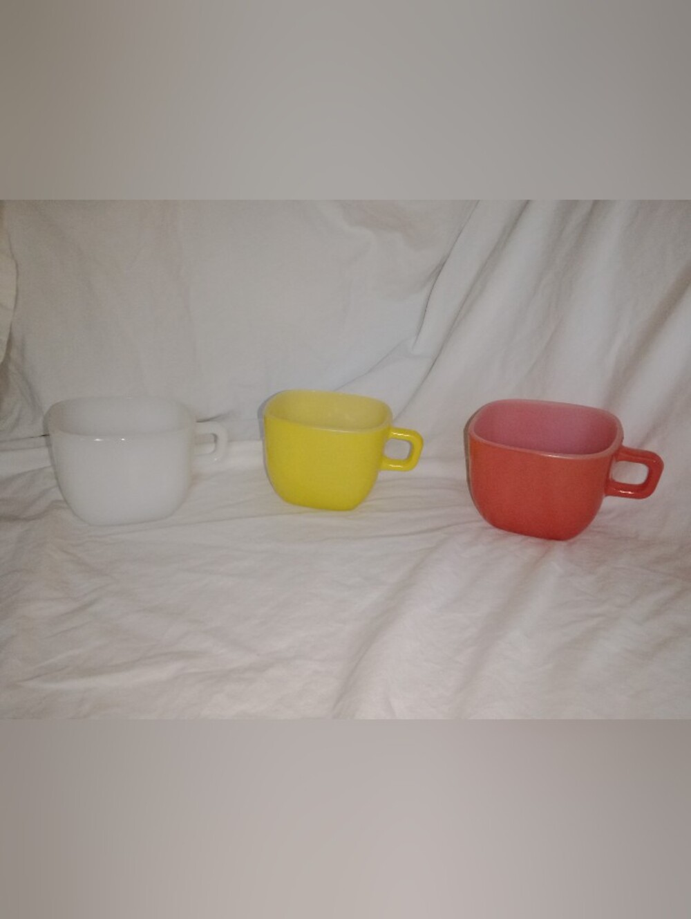 Vintage Retro MCM Glasbake Square Coffee Mugs Cups Set of 3